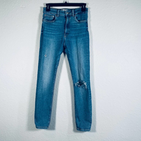 Zara Denim - Zara Denim High Rise Distressed Skinny Jeans Sz 6